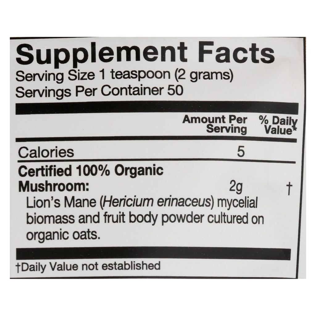 Om Mushroom Superfood Lion's Mane Organic Mushroom Powder 3.5 Oz