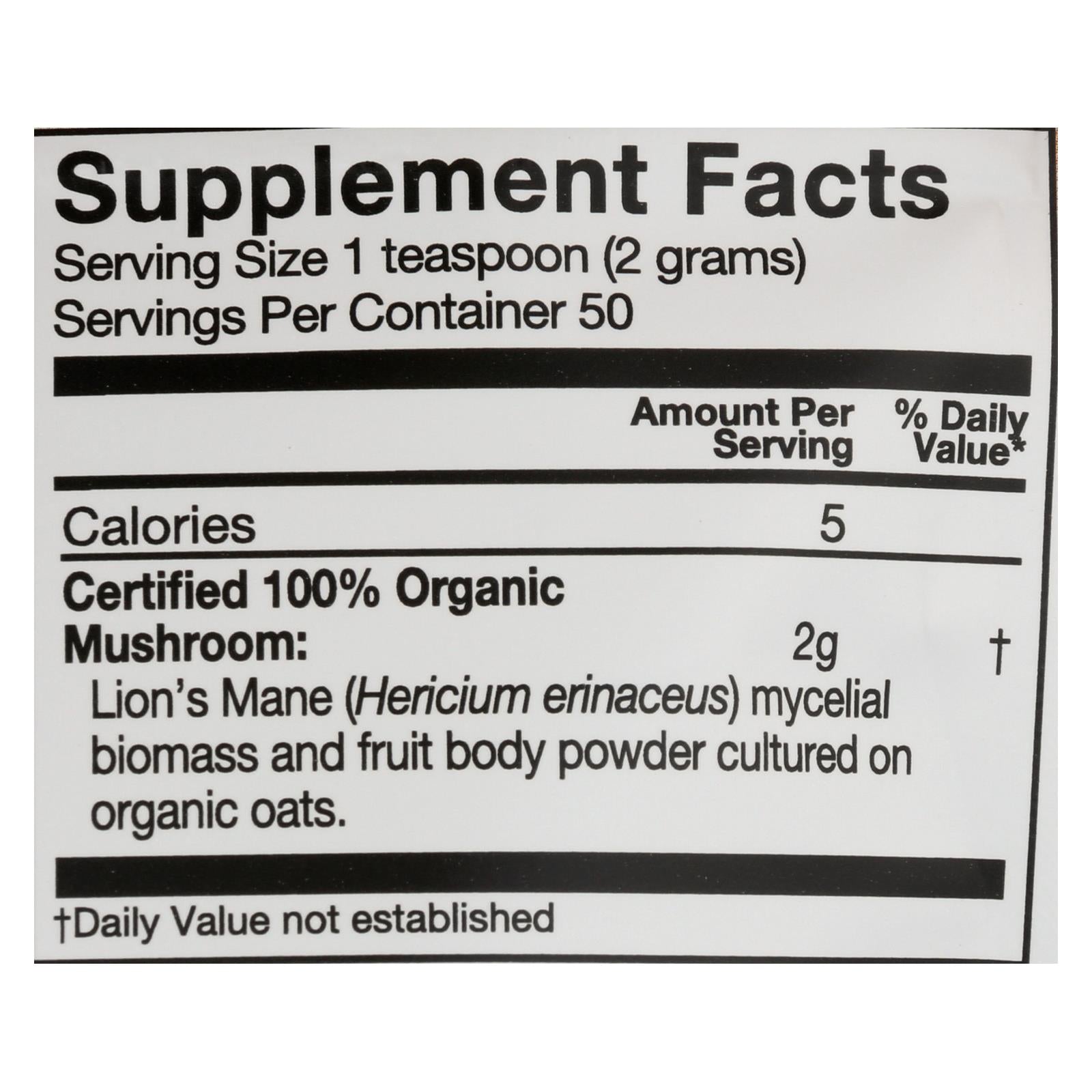 Om Mushroom Superfood Lion's Mane Organic Mushroom Powder 3.5 Oz