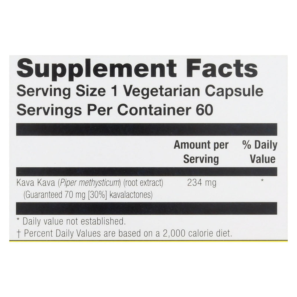 Natural Balance Kava Kava Root Extract, 60 Vegetarian Capsules — Herbal Relaxation Support