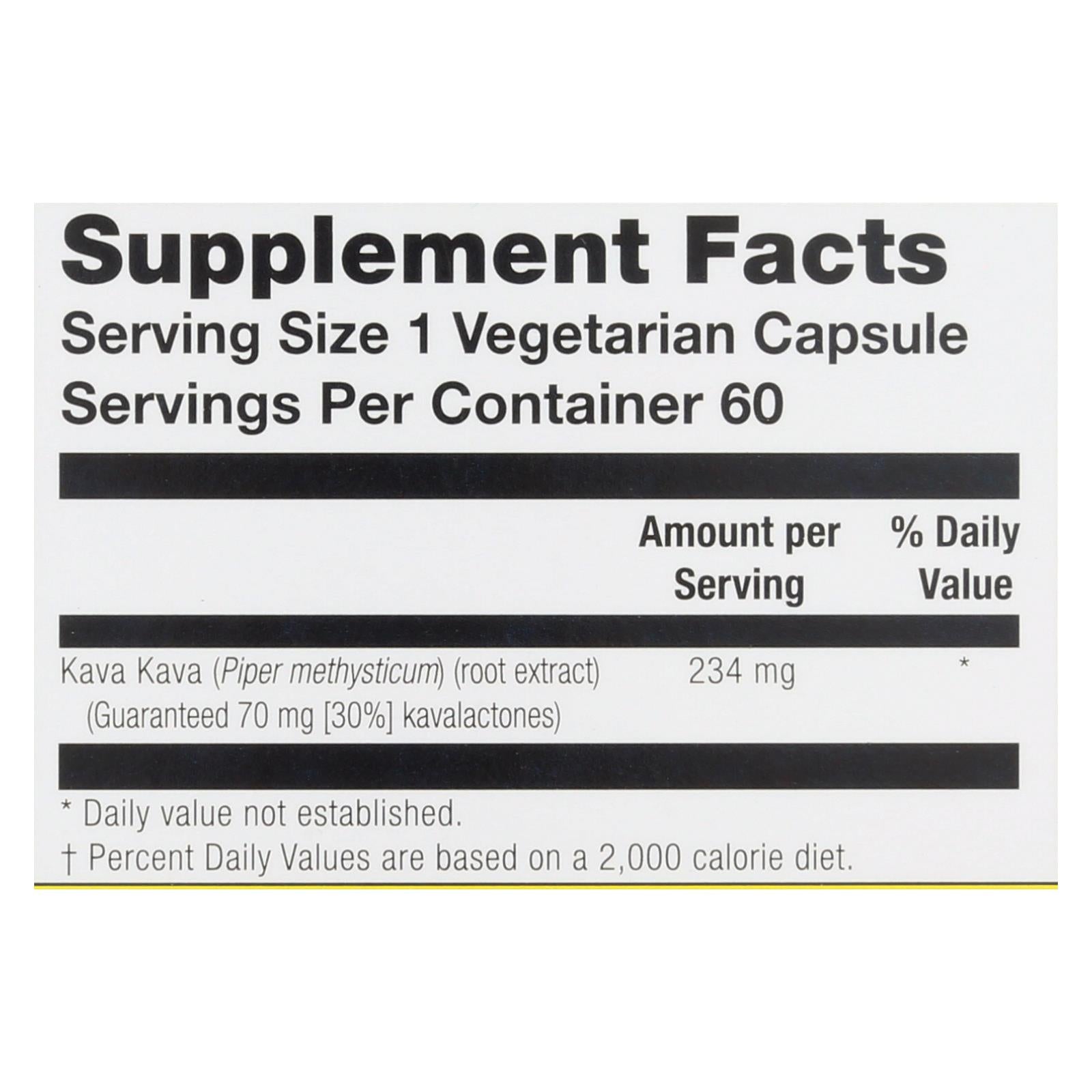 Natural Balance Kava Kava Root Extract, 60 Vegetarian Capsules — Herbal Relaxation Support