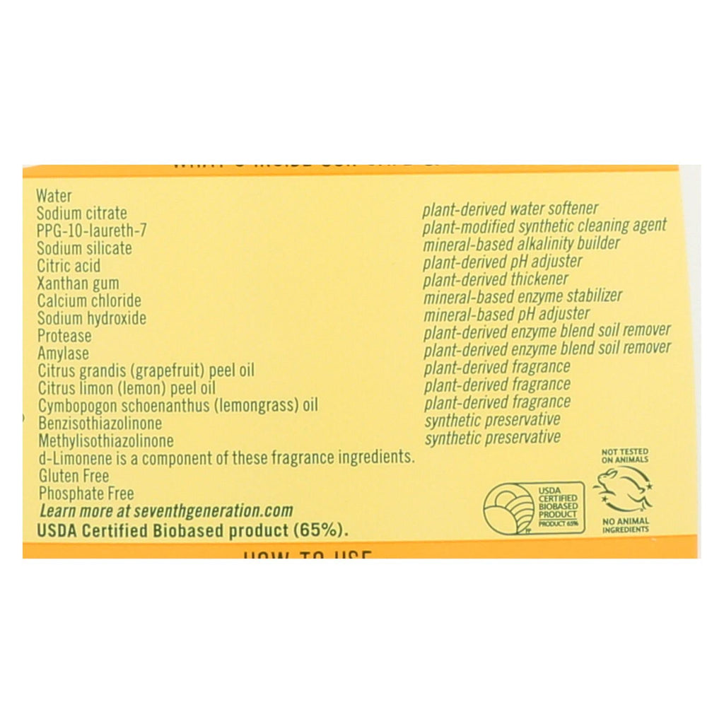 Seventh Generation Auto Dishwasher Gel, Lemon Scented, 42 Fl Oz (Pack of 6)