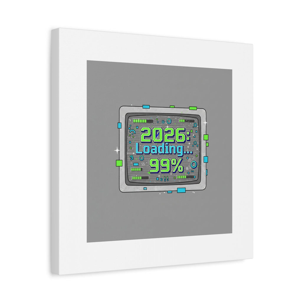 2026 Loading 99% Canvas | NYE countdown, retro system interface