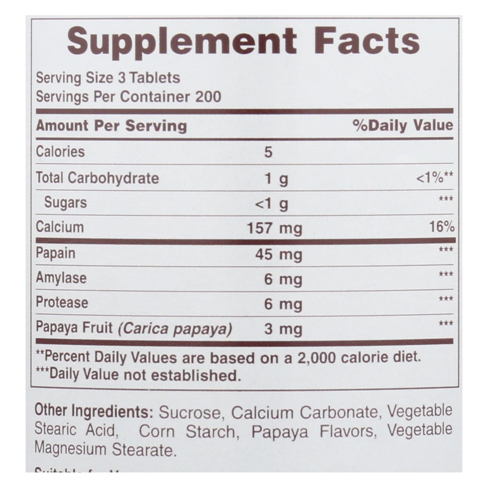 American Health Chewable Papaya Enzyme (600 Tablets)