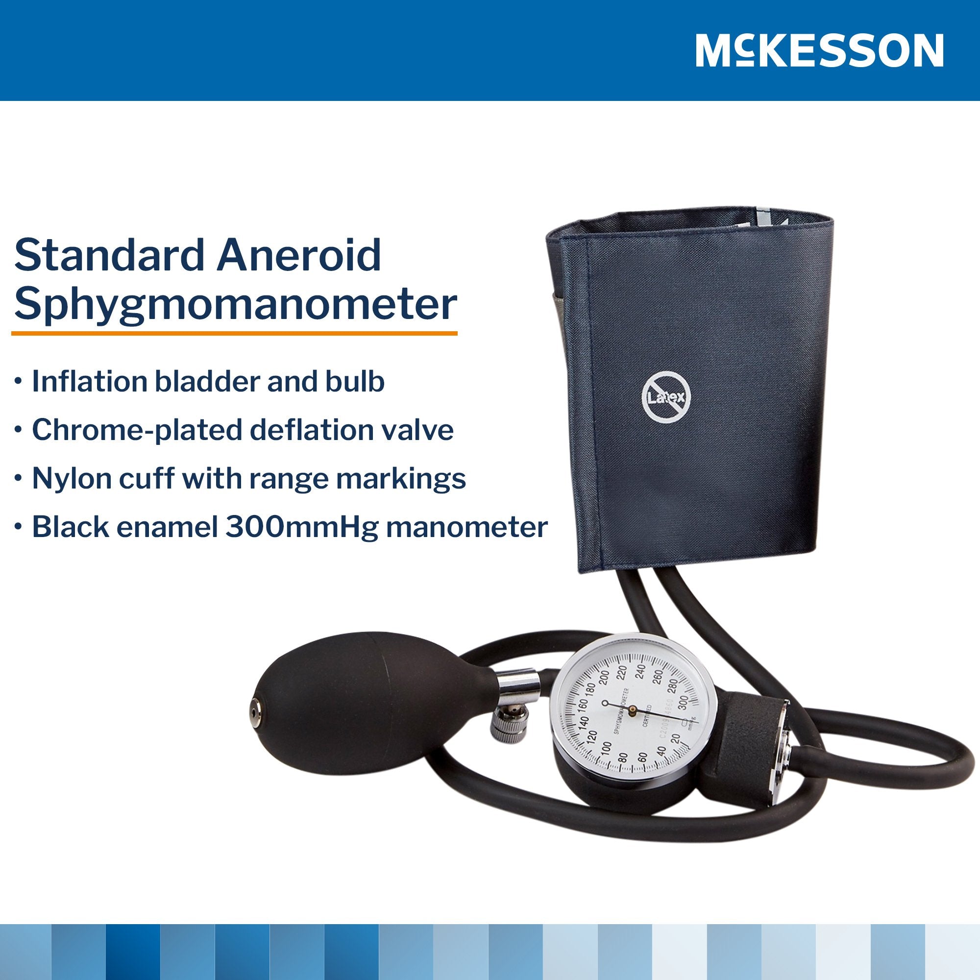 McKesson Aneroid Sphygmomanometer with Cuff, 2-Tube, Pocket-Size, Large Cuff 01-775-12XNGM