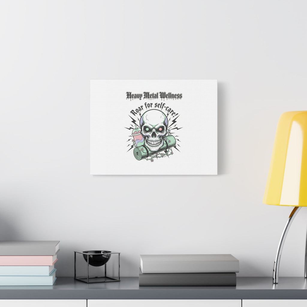 Roar for Self-Care Skull Canvas | heavy metal wellness, gothic wellness quote