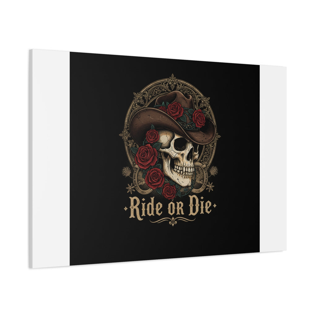 Ride or Die Skull Canvas | Western Skull Art, Gothic Americana