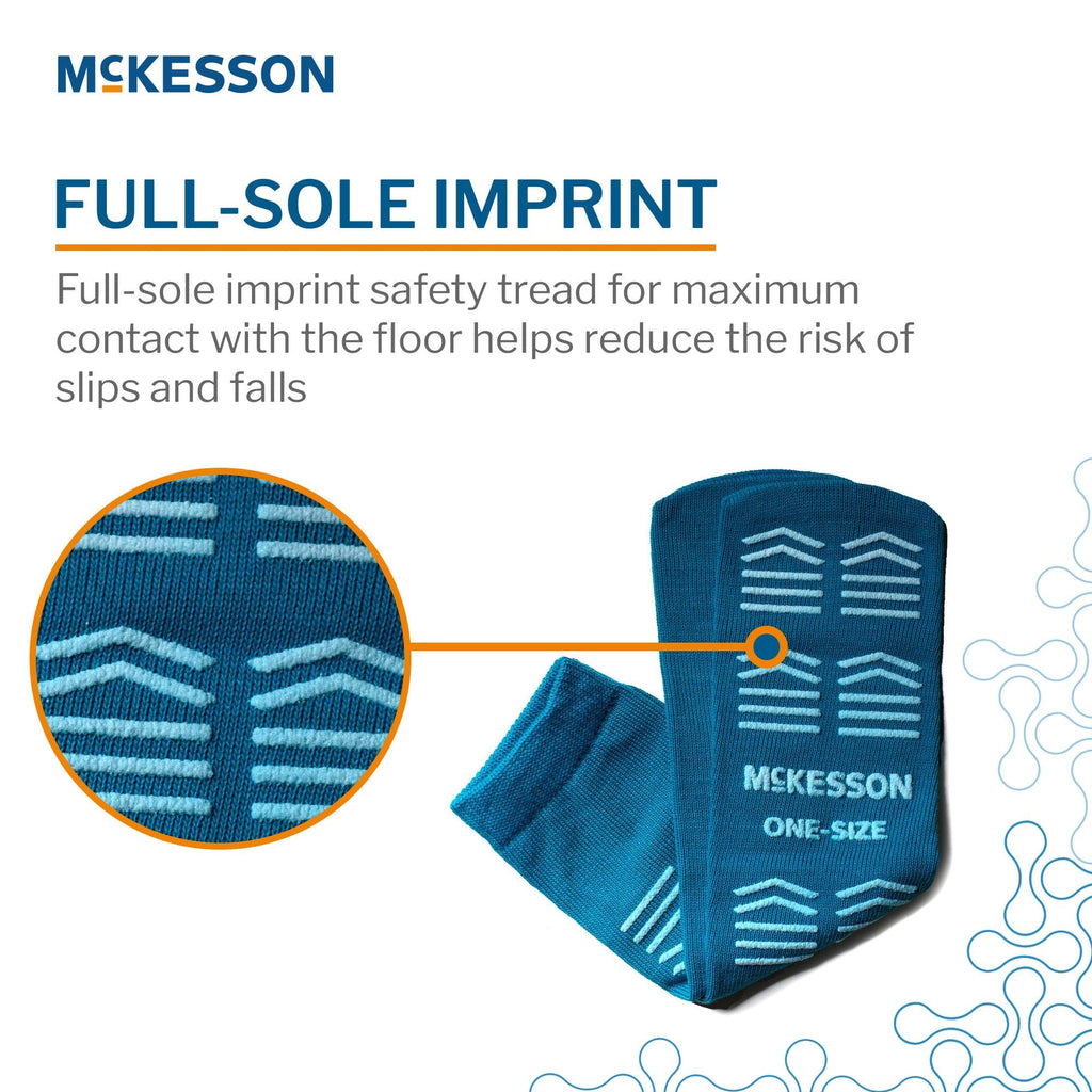 Slipper Socks McKesson Unisex Adult One Size Fits Most Single Tread Single Patient Use Teal 16-OS-1069