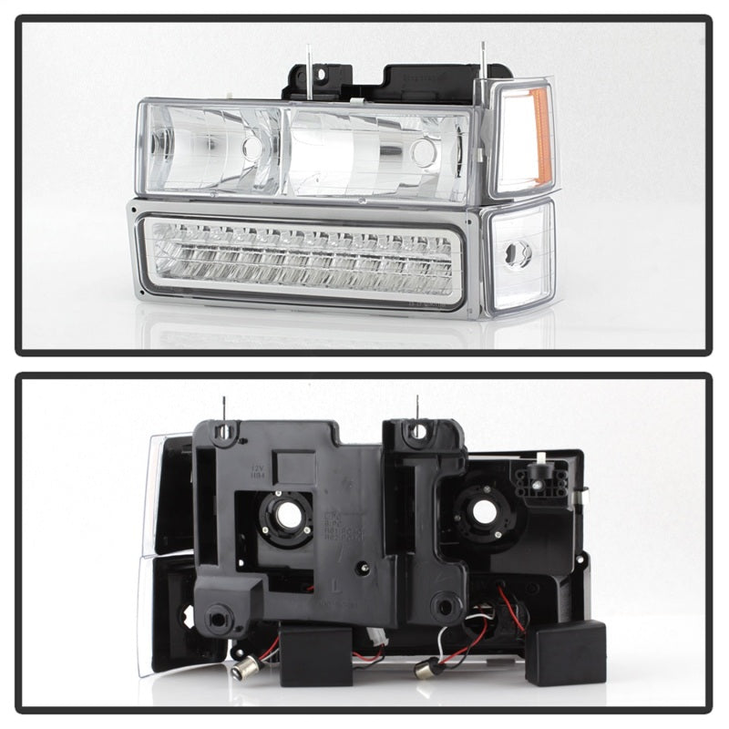 SPYDER Xtune 92-94 Blazer Full Size Corner/LED Bumper Headlights Chrome HD-JH-CCK88-LED-AM-C-SET 5069559