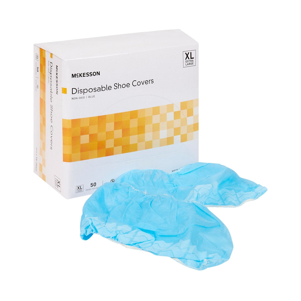 McKesson Shoe Covers, Non-Skid Sole, Blue, nonsterile, X-Large 16-3557