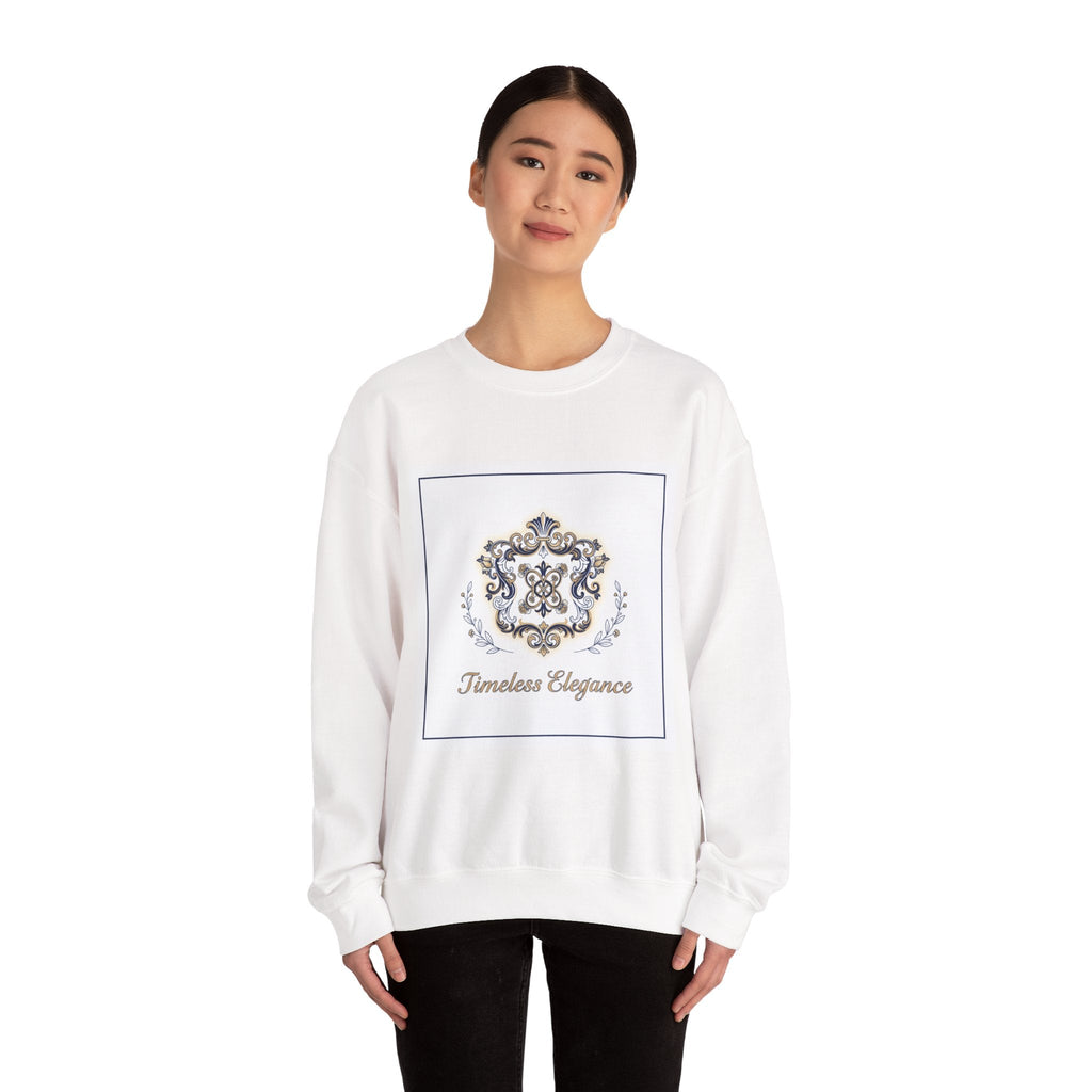 Ornate Pin Emblem Crewneck Sweatshirt | brooch graphic, baroque print
