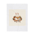 Stay Cozy Bunny, Plush Blanket | cute animal illustration, winter forest art