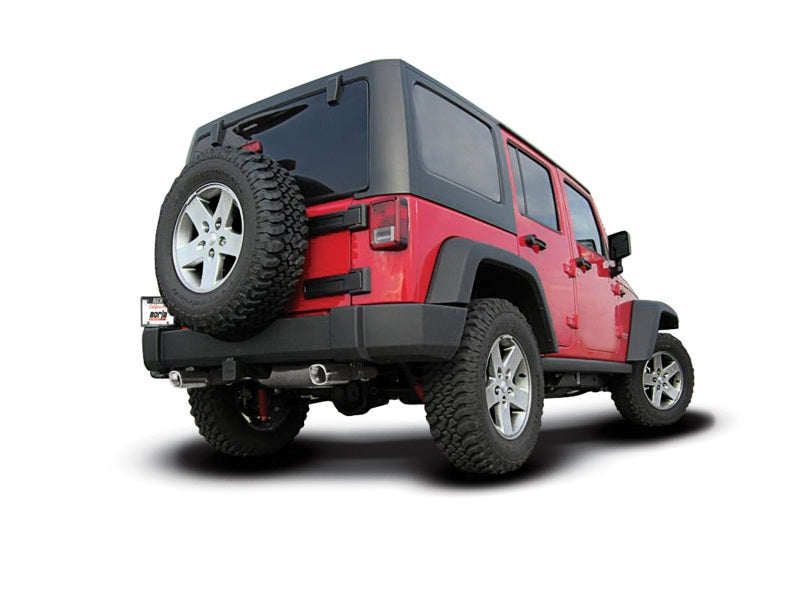 Borla 12-14 Jeep Wrangler JK 2Dr & 4Dr Rear Section ATAK Single Sqaure Rolled Angle-Cut Exit Exhaust 11860