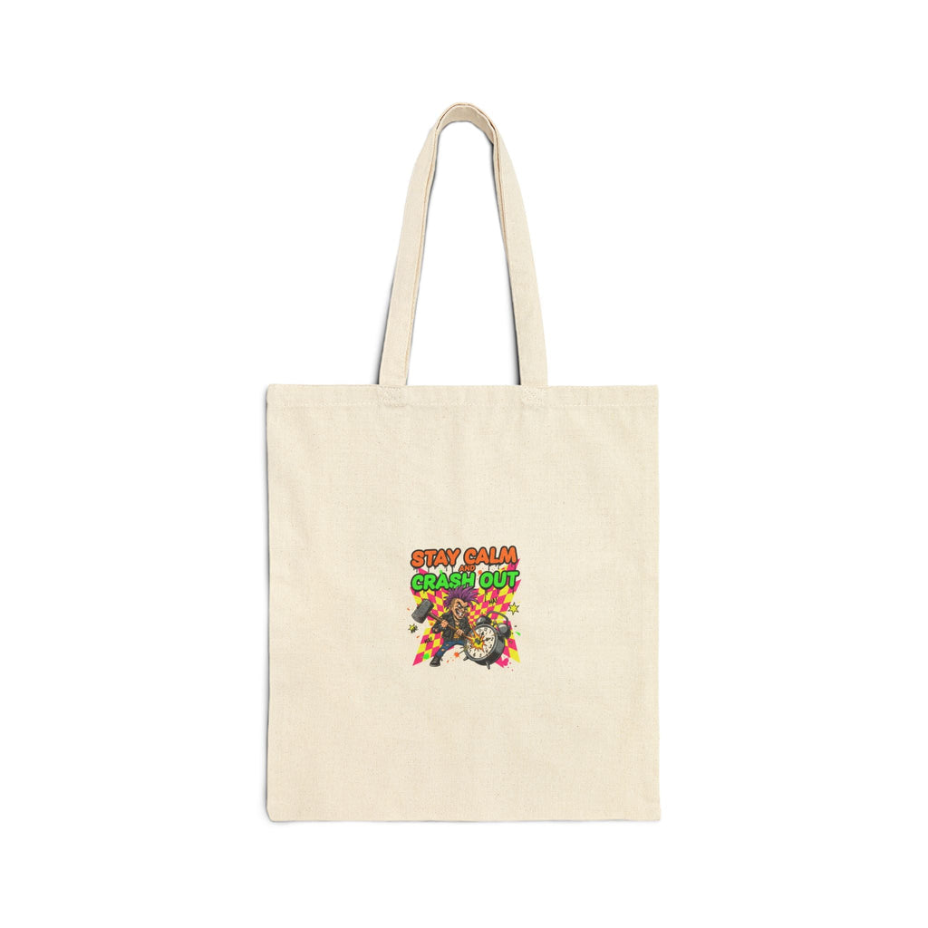 Crash Out warning graphic Tote | neon skatepunk meltdown design