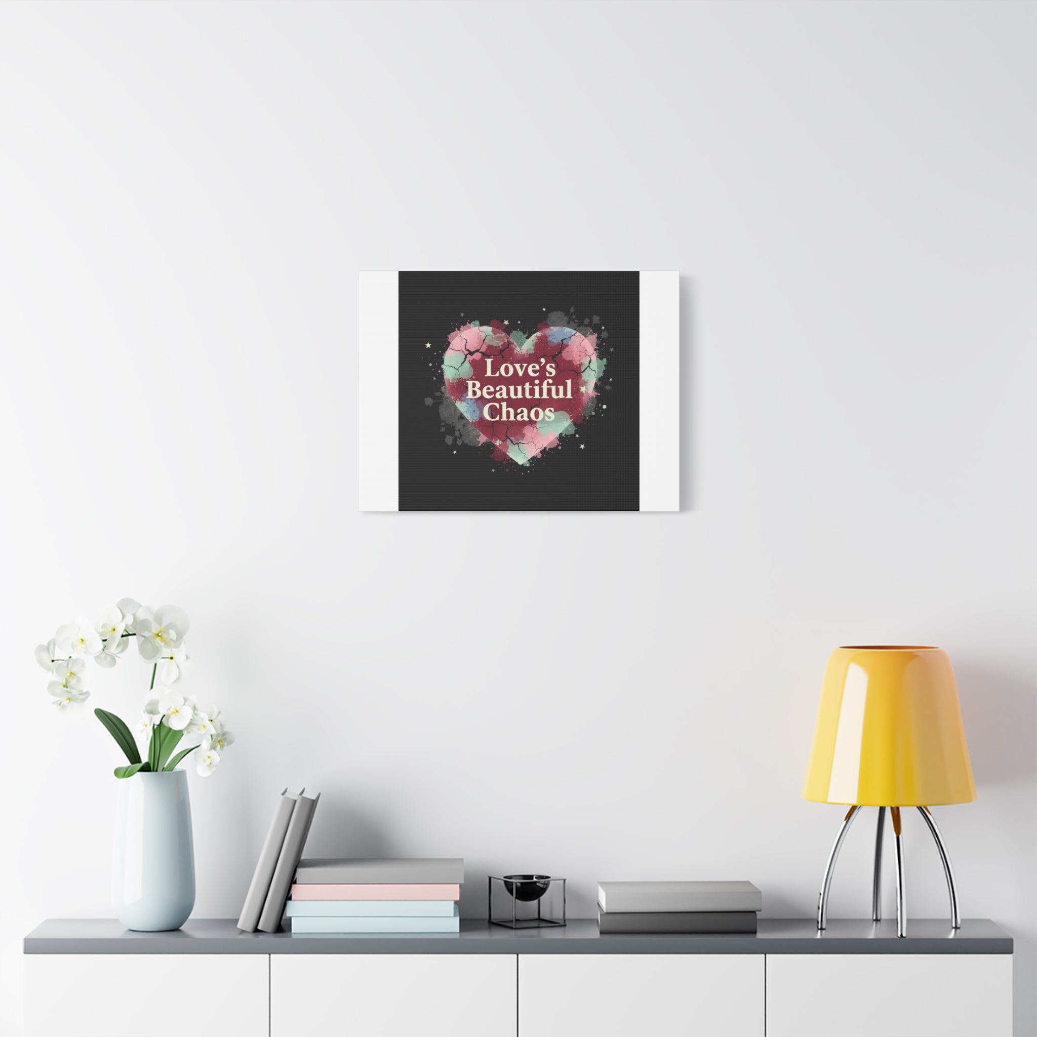 Love's Beautiful Chaos Canvas Print | Soft Grunge Hearts, Distressed Heart Art