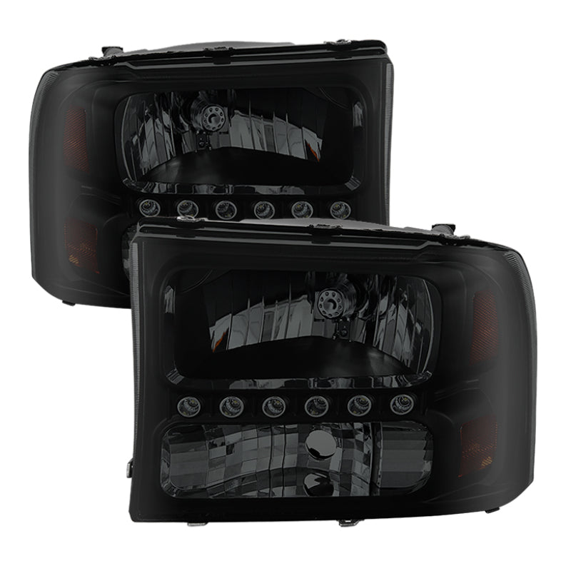 SPYDER Xtune Ford F250 F350 Super Duty 99-04 1Pc Headlights w/ LED Black Smoked HD-JH-FF25099-LED-BSM 9030215