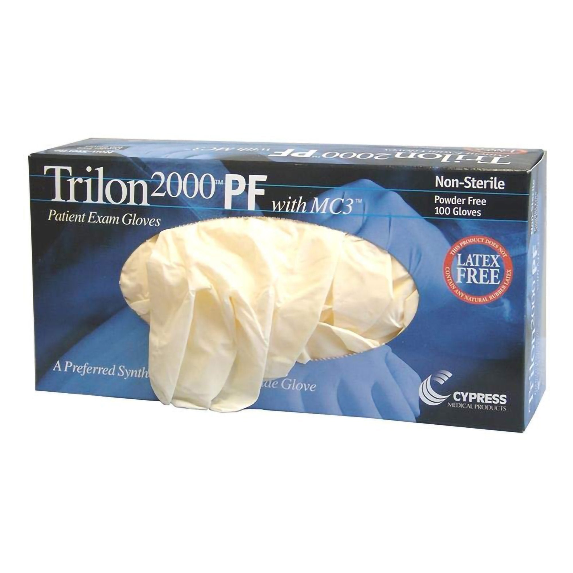 Trilon 2000® PF with MC3® Stretch Vinyl Exam Glove, Large, Ivory 25-970