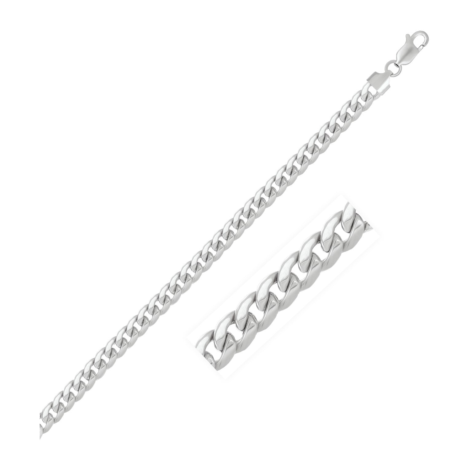5.5mm 14k White Gold Miami Cuban Semi Solid Bracelet - PhishStones Products