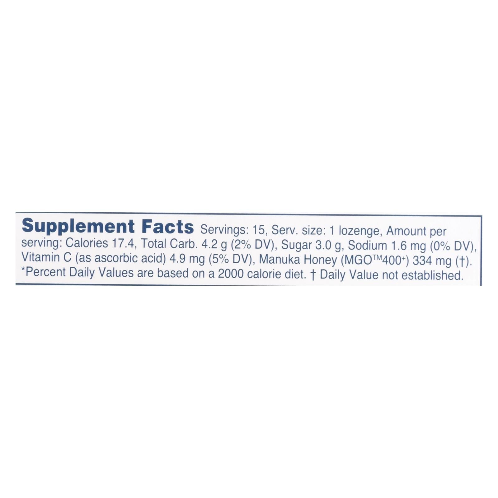 Manuka Health MGO 400+ Manuka Honey Lozenges with Lemon and Ginger (15-Pack)