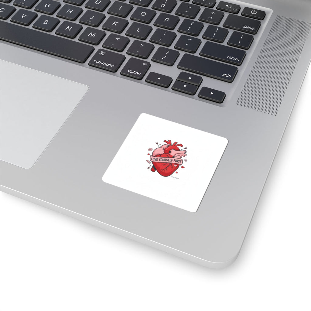 Love Yourself First Heart Sticker | anti‑Valentine, edgy heart design