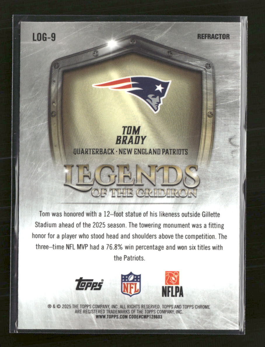 2025 Topps Chrome Legends of the Gridiron Refractor Tom Brady #LOG-9