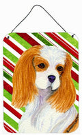 Cavalier Spaniel Candy Cane Holiday Christmas Wall or Door Hanging Prints Aluminum Metal Sign Kitchen Wall Bar Bathroom Plaque Home Decor Front Door Plaque, 12x16, Multicolor
