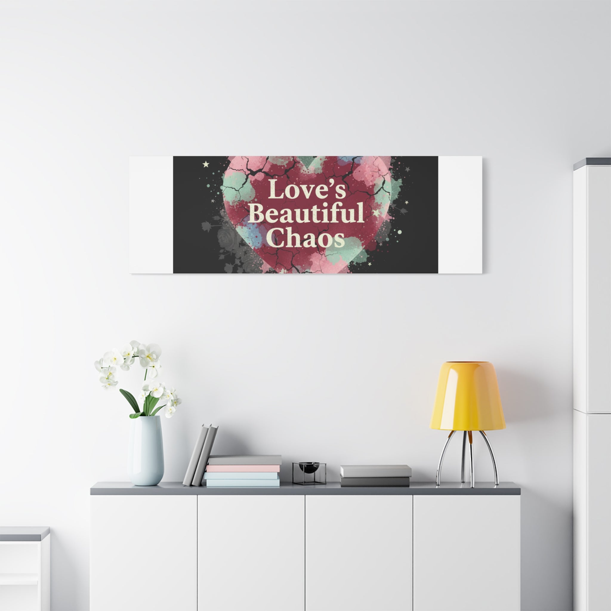 Love's Beautiful Chaos Canvas Print | Soft Grunge Hearts, Distressed Heart Art
