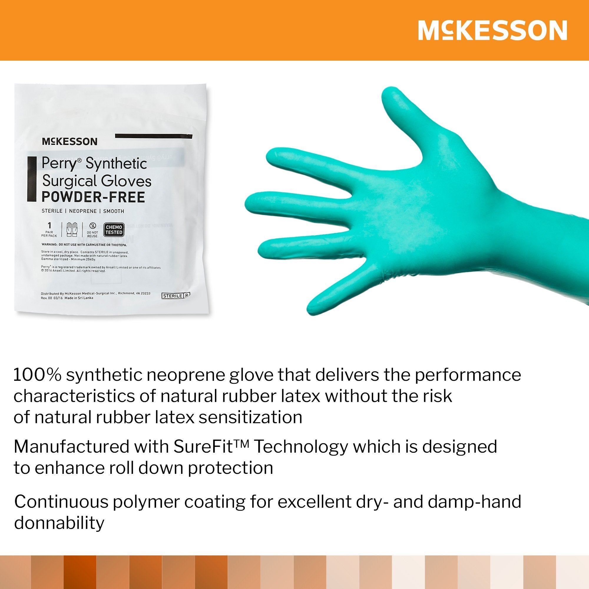 McKesson Perry® Performance Plus Polychloroprene Surgical Glove, Size 5.5, Green 20-2555N