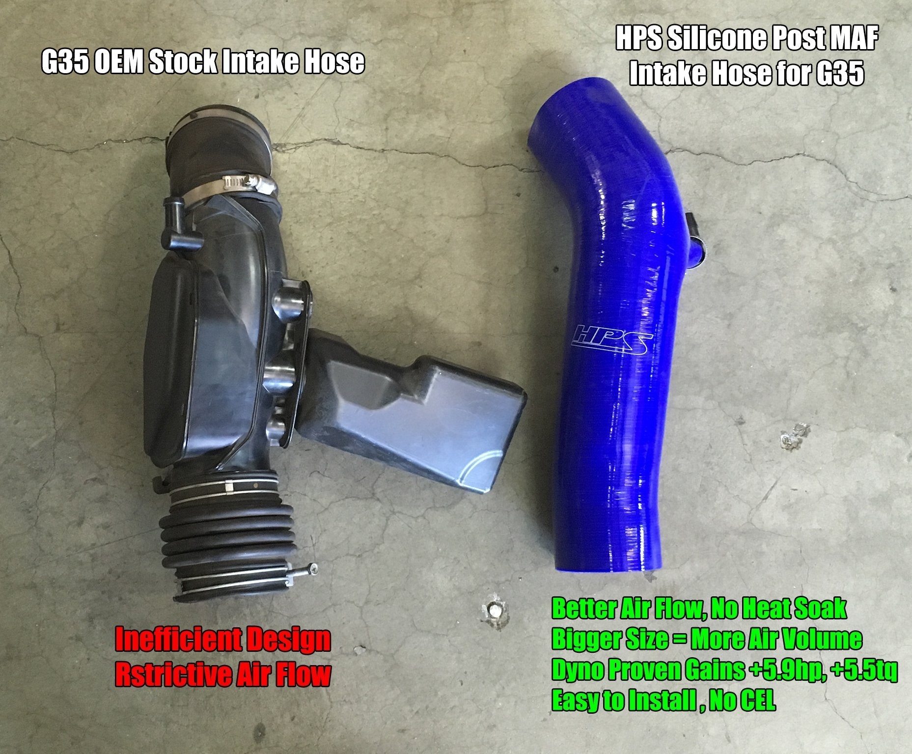 HPS Performance HPS Silicone Post MAF Air Intake Hose Kit Infiniti 03-07 G35 Coupe 3.5L V6, 57-1592