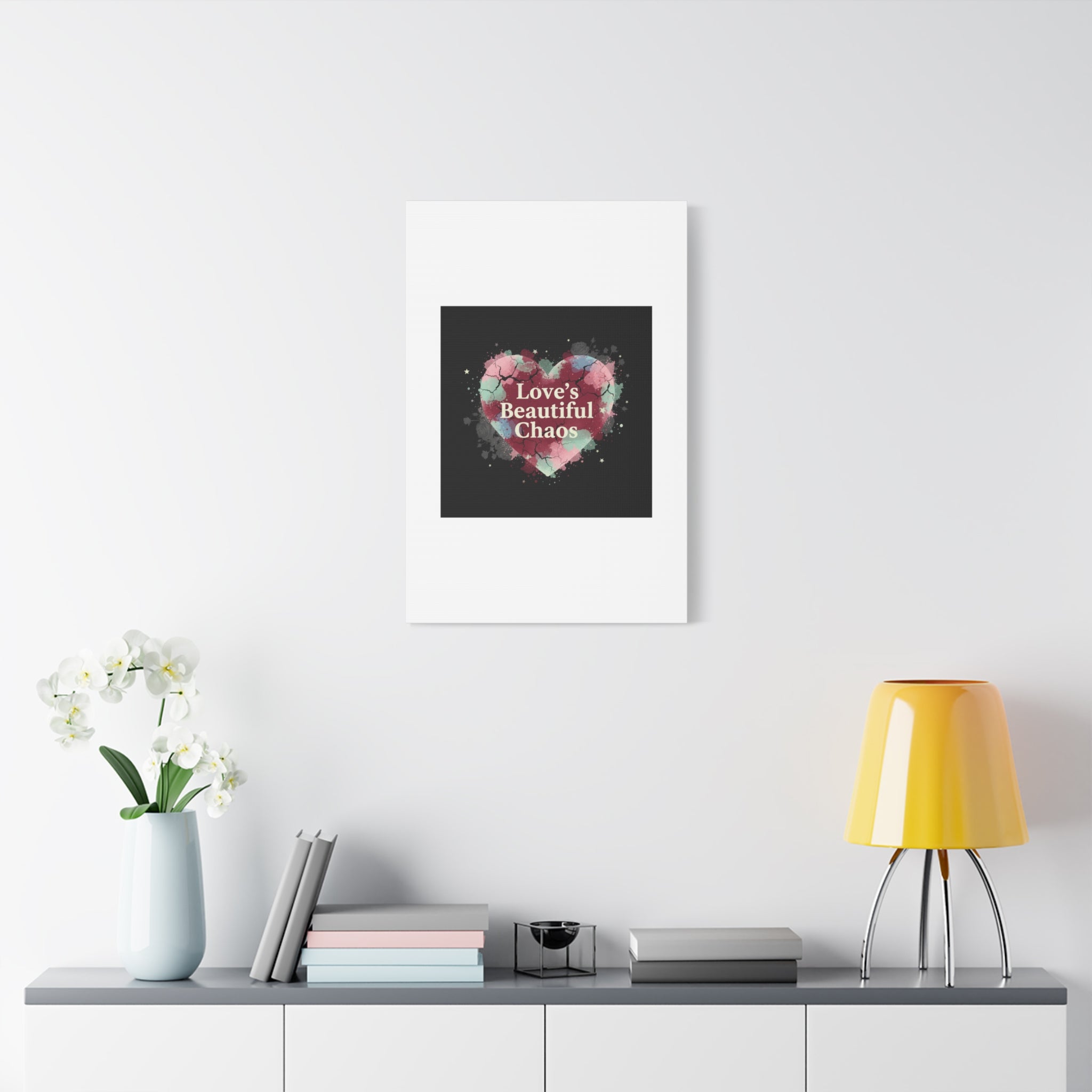 Love's Beautiful Chaos Canvas Print | Soft Grunge Hearts, Distressed Heart Art