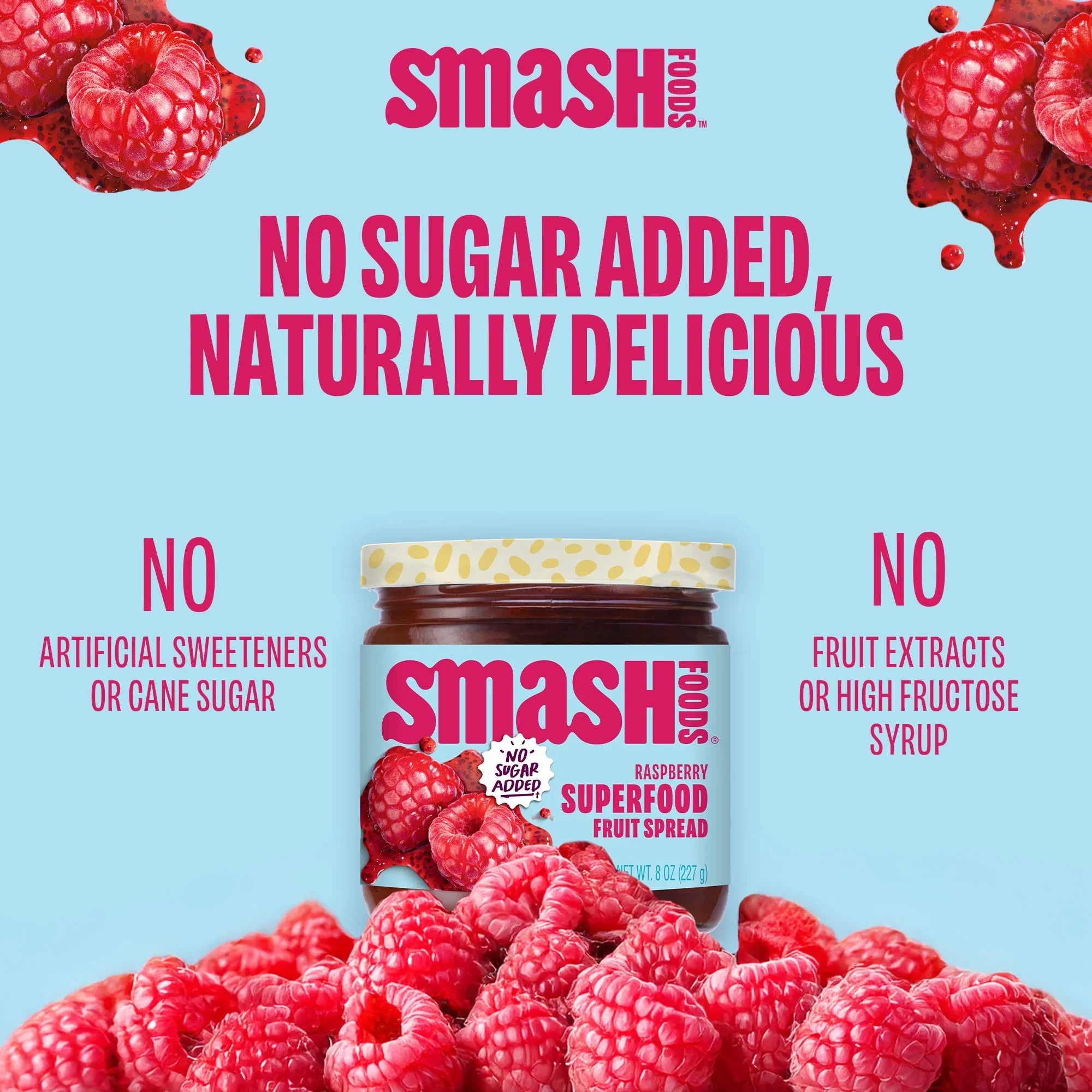 Oswald Chia Smash Raspberry Jam, Case of 6, 8 oz.