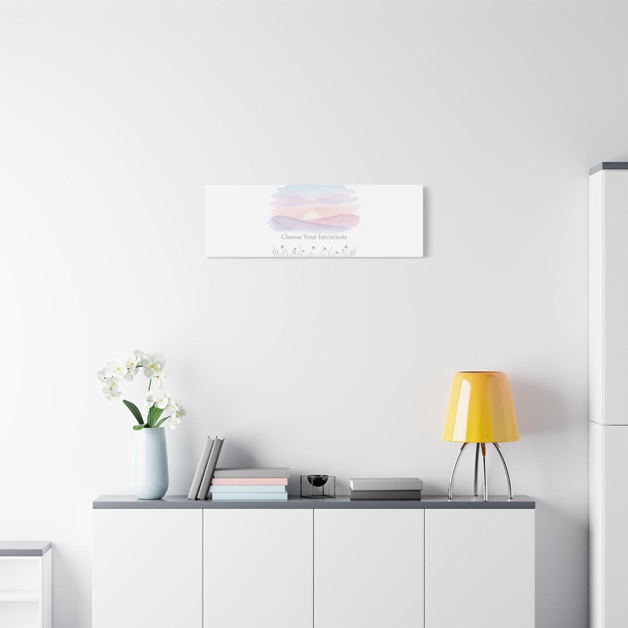 Choose Your Intentions Canvas, soft wellness poster, pastel gradient mindfulness art