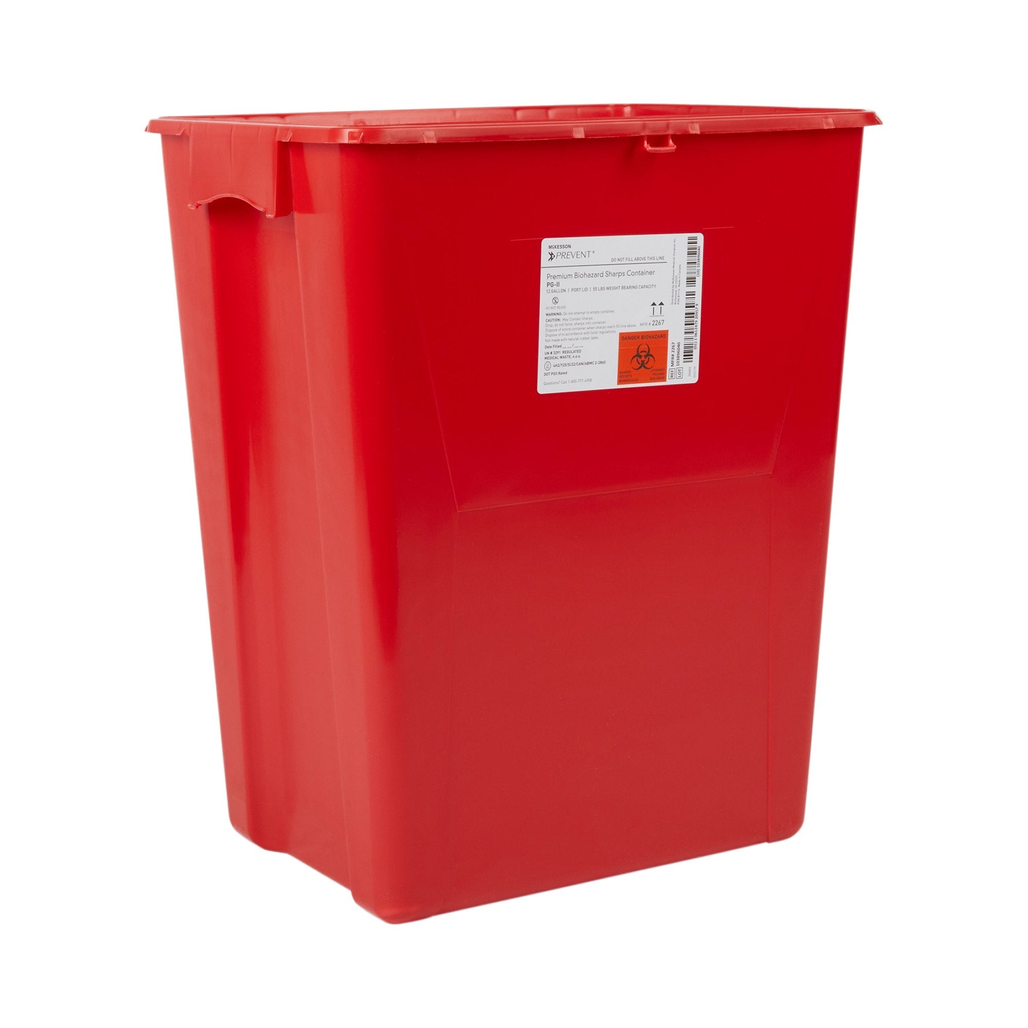 McKesson Prevent® Sharps Container, 12 Gallon, 20-4/5 x 17-3/10 x 13 Inch 2267