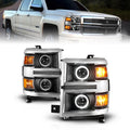 ANZO 14-15 Chevrolet Silverado 1500 Projector Headlights w/ Halo Black Housing w/ Chrome Trim 111585