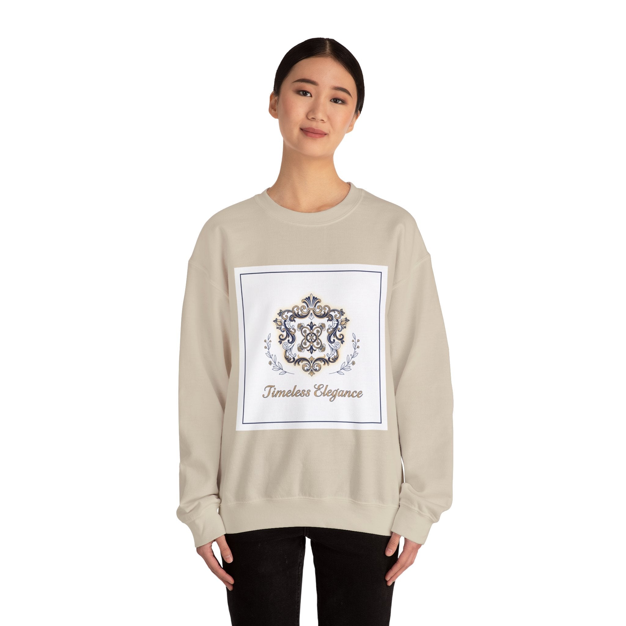 Ornate Pin Emblem Crewneck Sweatshirt | brooch graphic, baroque print