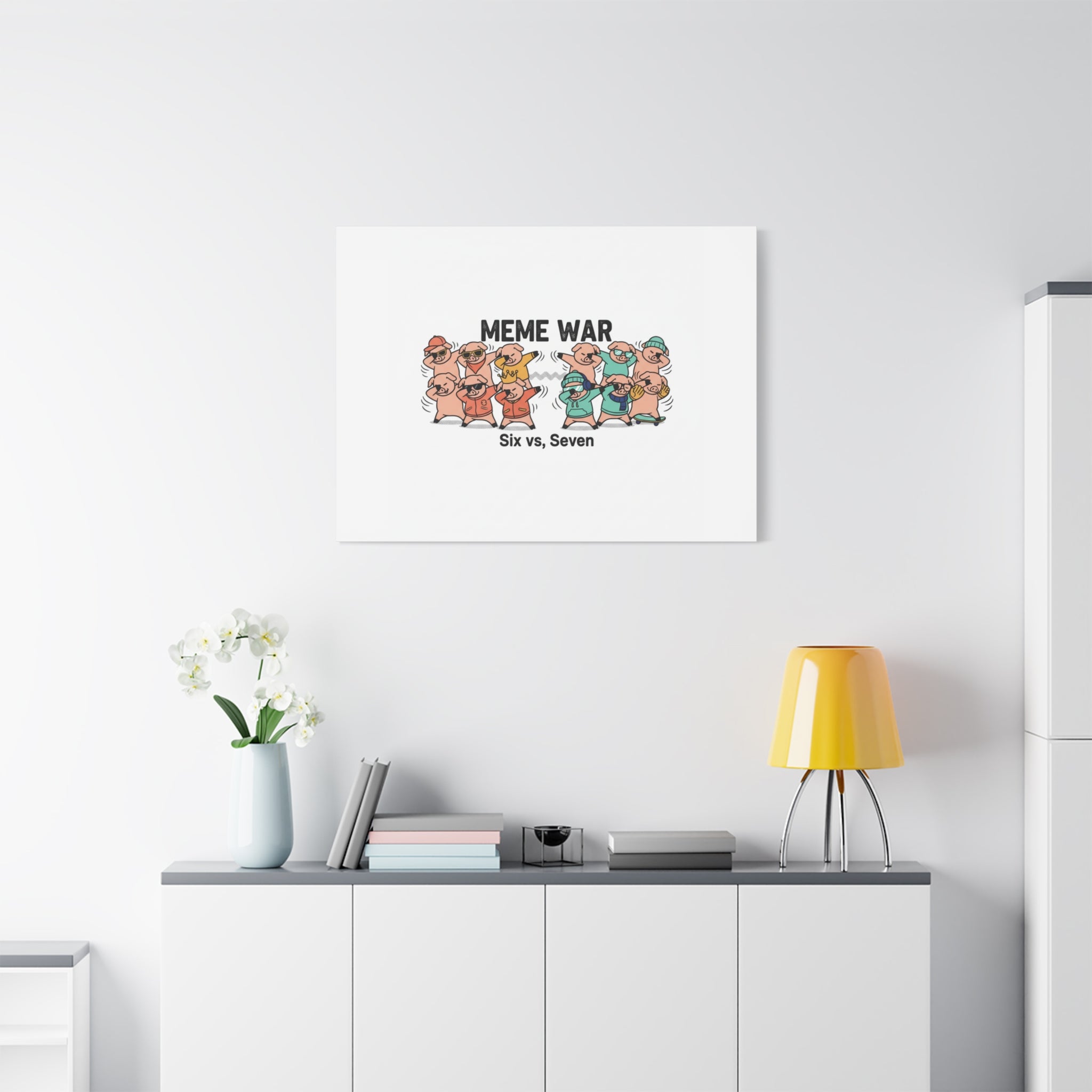 Meme War: Six vs. Seven Canvas Wall Art