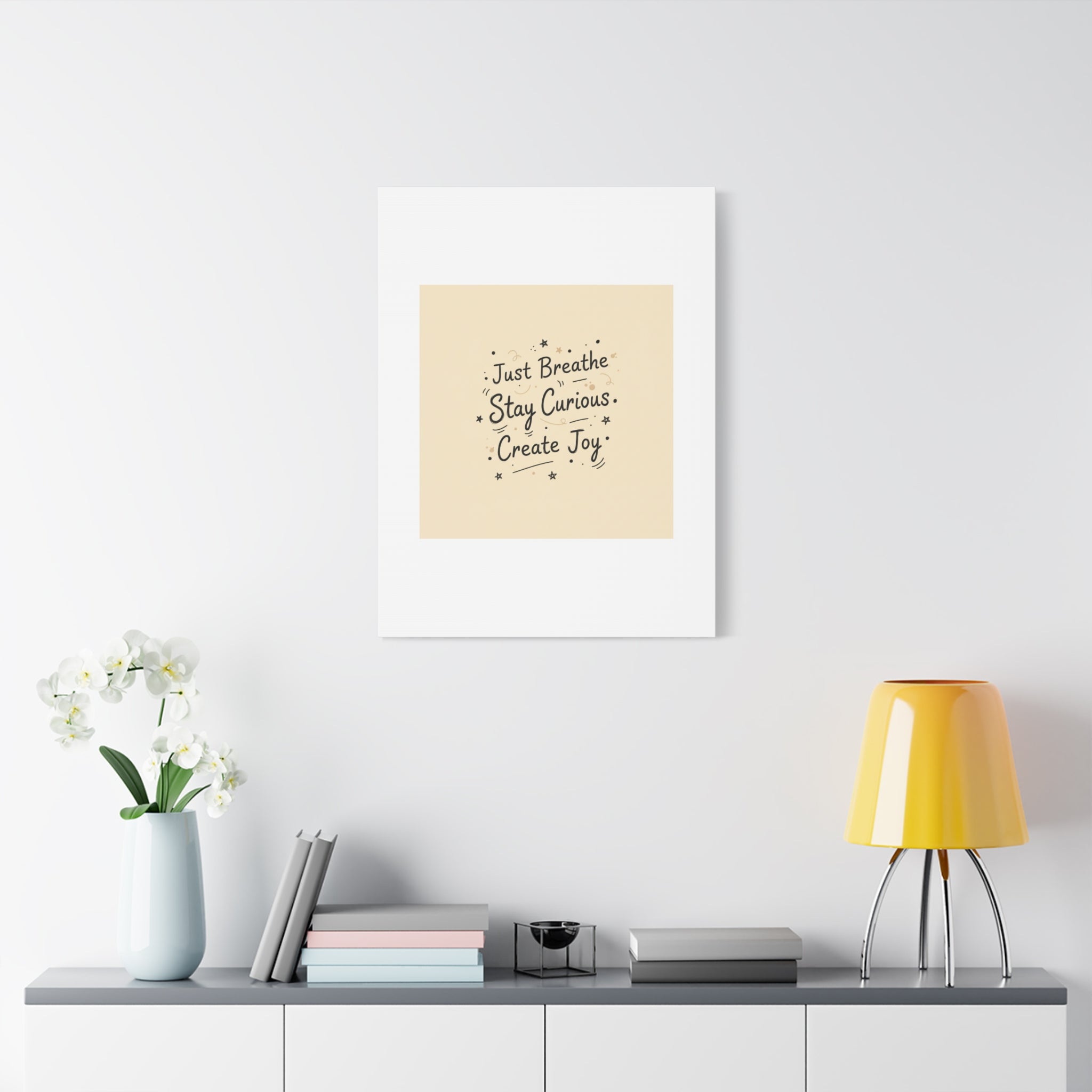 Just Breathe Stay Curious Create Joy Canvas | Messy Handwritten Typography, Doodle Text Art