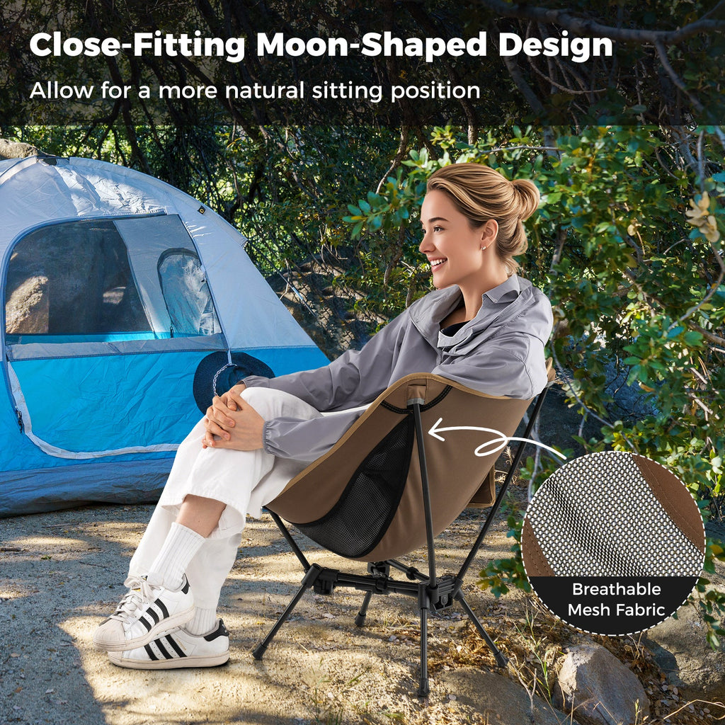 Portable Camping Chair with Compact Carrying Bag-Coffee
