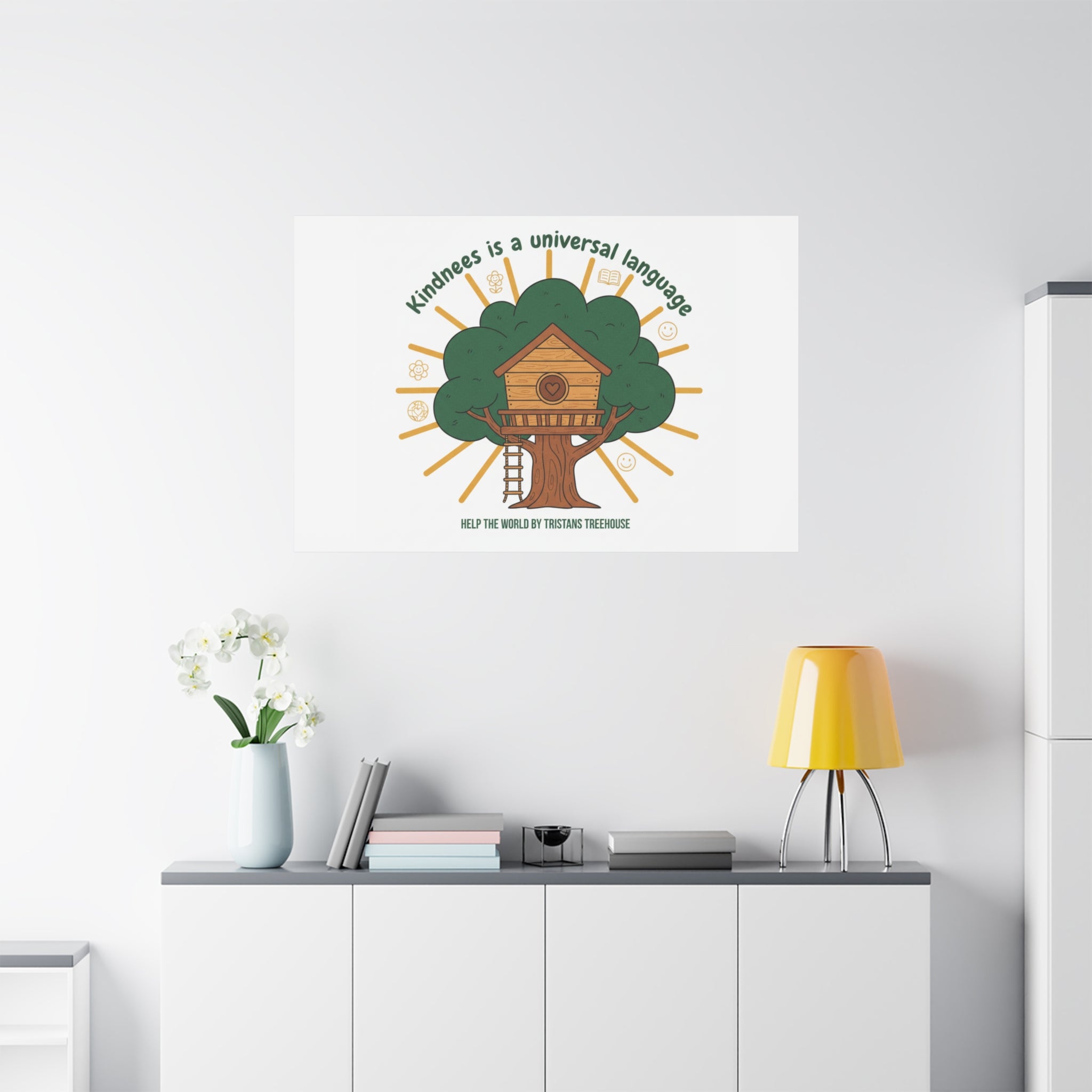 Kindness Is a Universal Language Canvas | Eco Humor, Treehouse Art