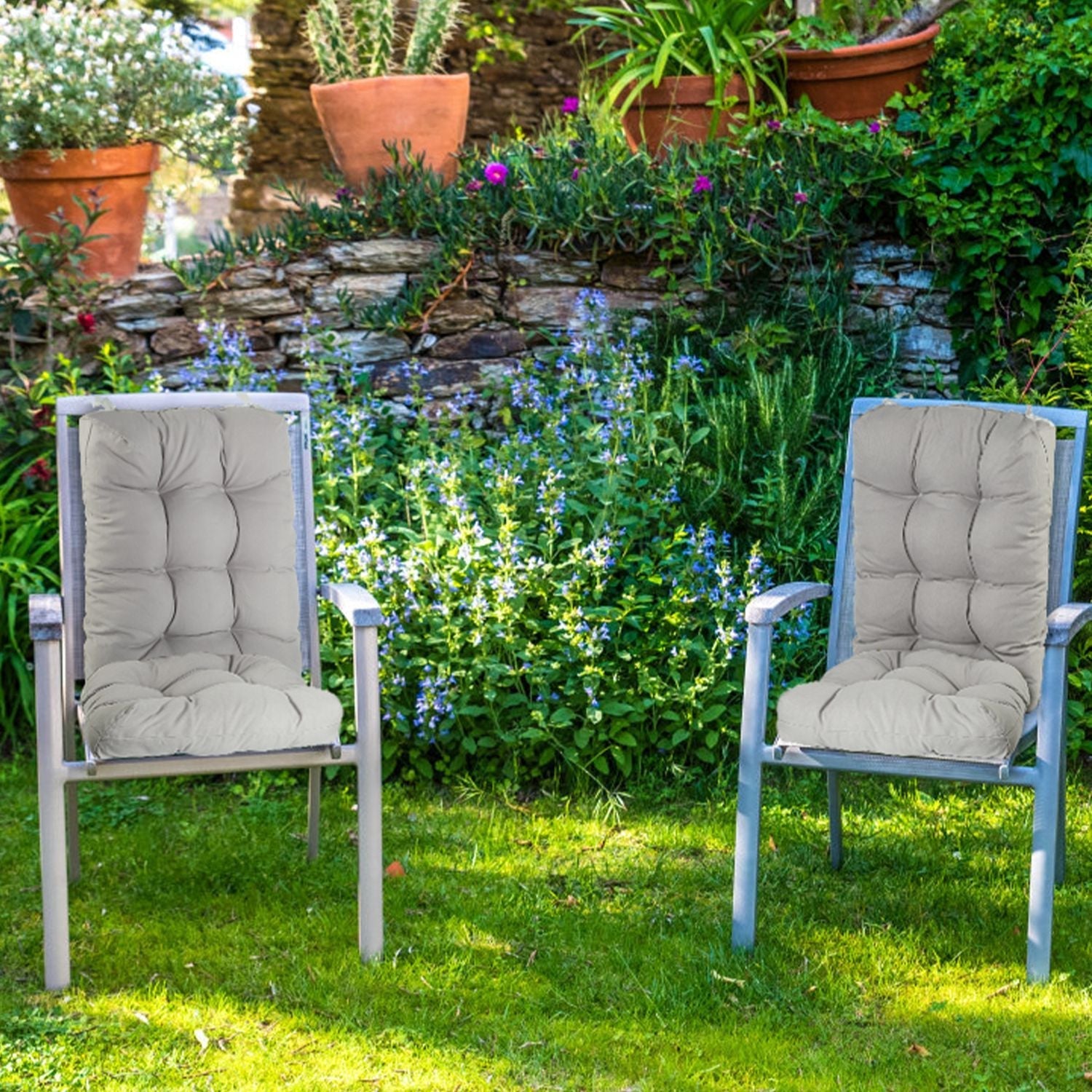 2Pcs Waterproof Rocking Chair Cushion Upper And Lower Back And Seat Sets with Non-Slip Ties Oxford Cloth Surface Polyester Filling Comfortable for Ind