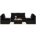 5 Piece Outdoor Furniture Set with Solid Tabletop and Soft Cushions