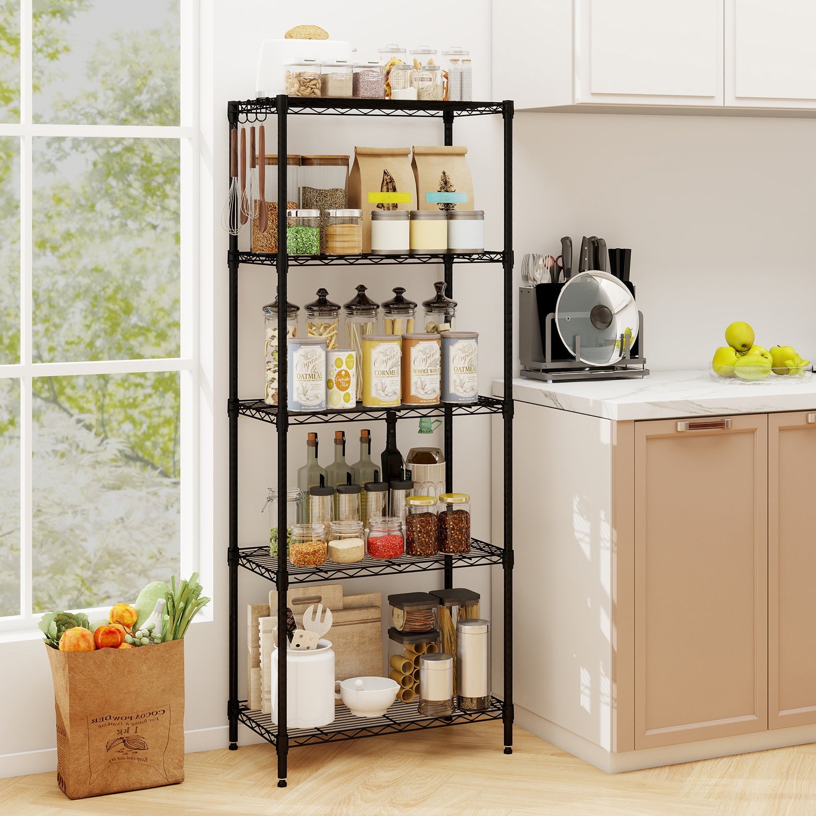DirectDeals 5-Tier Heavy Duty Metal Storage Shelving Unit, 750 lbs Capacity, Black