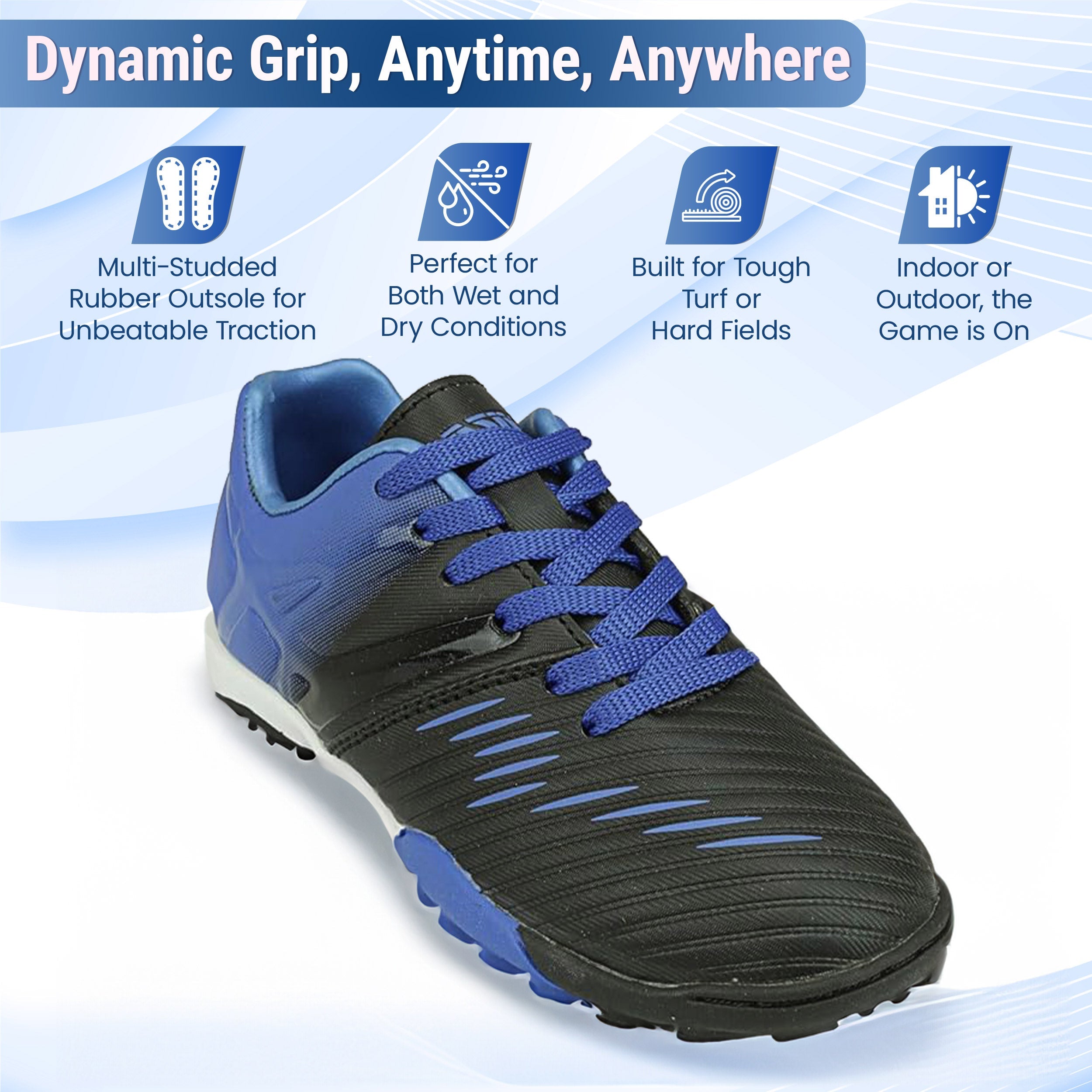 Liga Kids Turf Soccer Shoes – Blue/Black