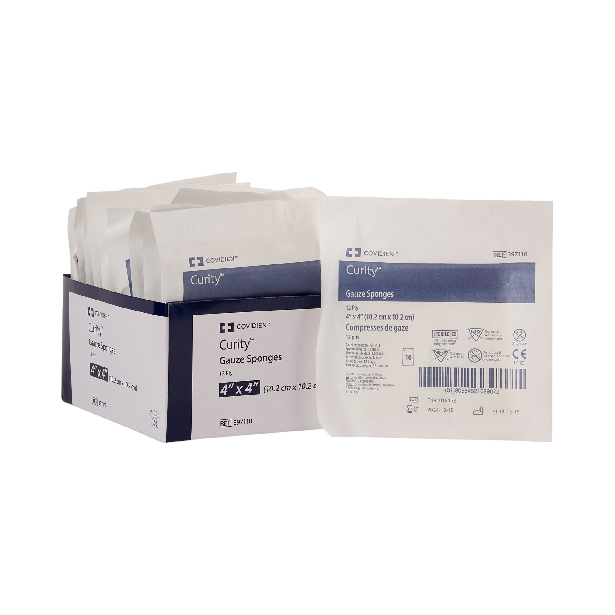 Curity™ Sterile USP Type VII Gauze Sponge, 4 x 4 Inch, 12-Ply 397110