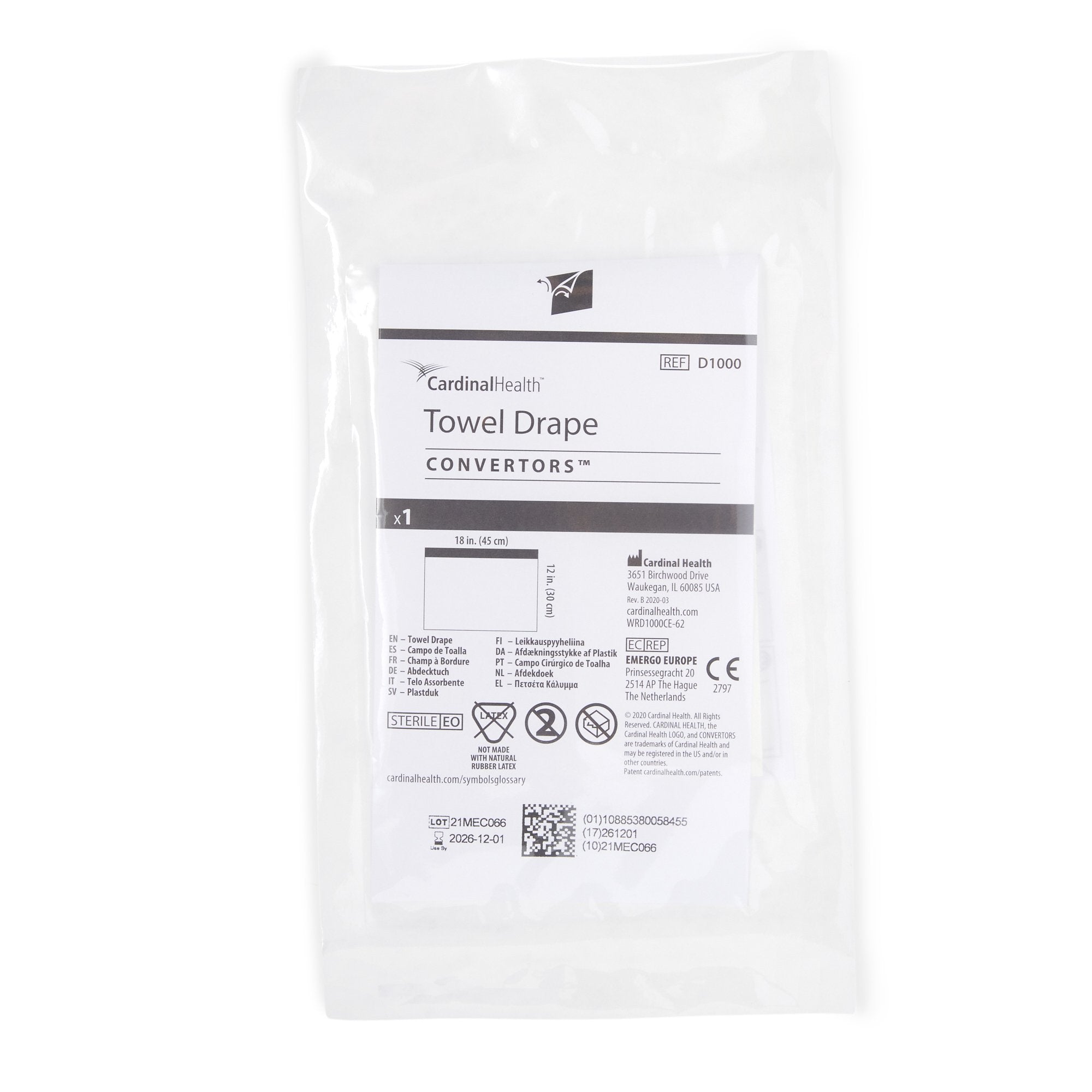 Cardinal Health™ Sterile Towel Drape, 18 x 12 Inch D1000