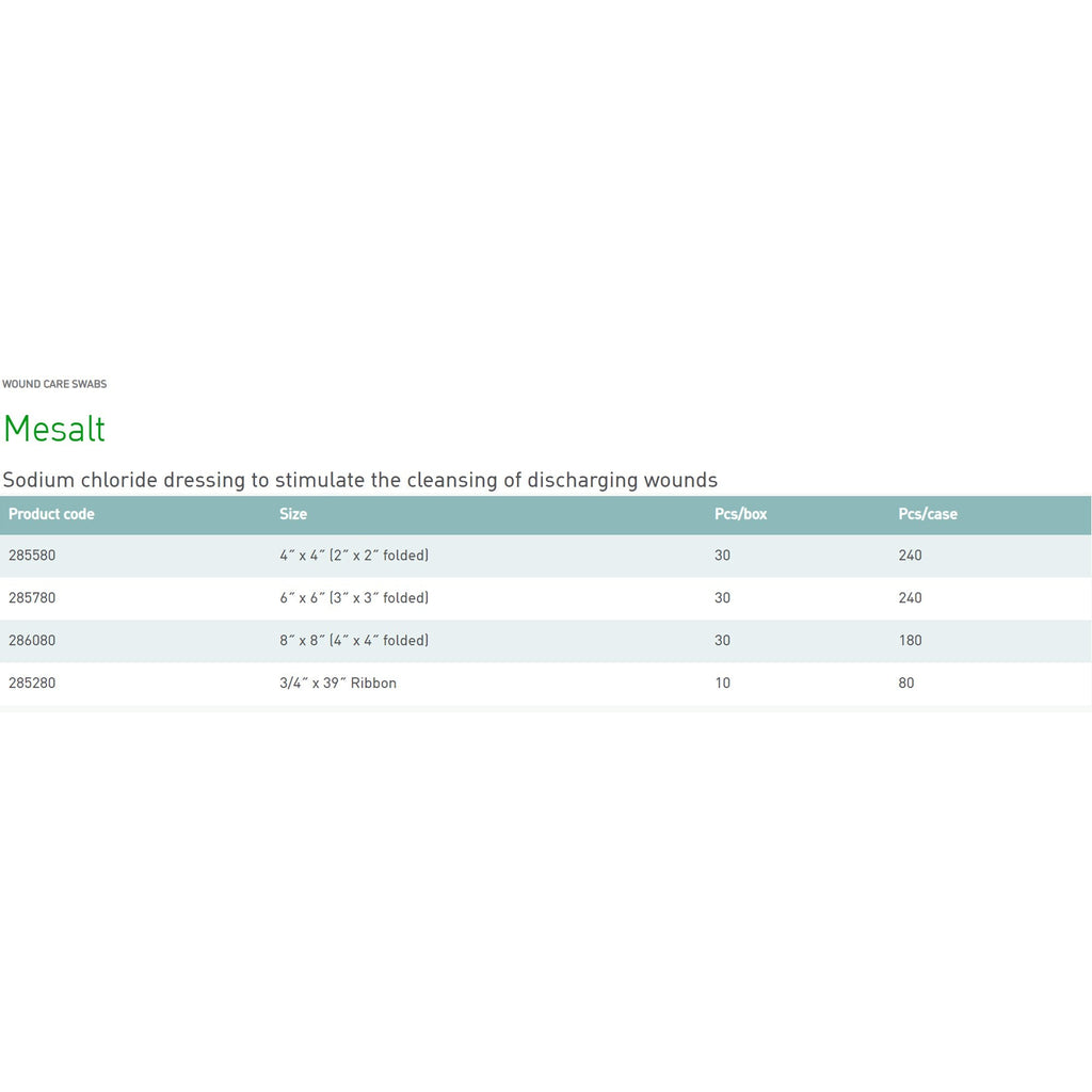 Mesalt® Sodium Chloride Impregnated Dressing, 4 x 4 Inch / 2 x 2 Inch Folded 285580
