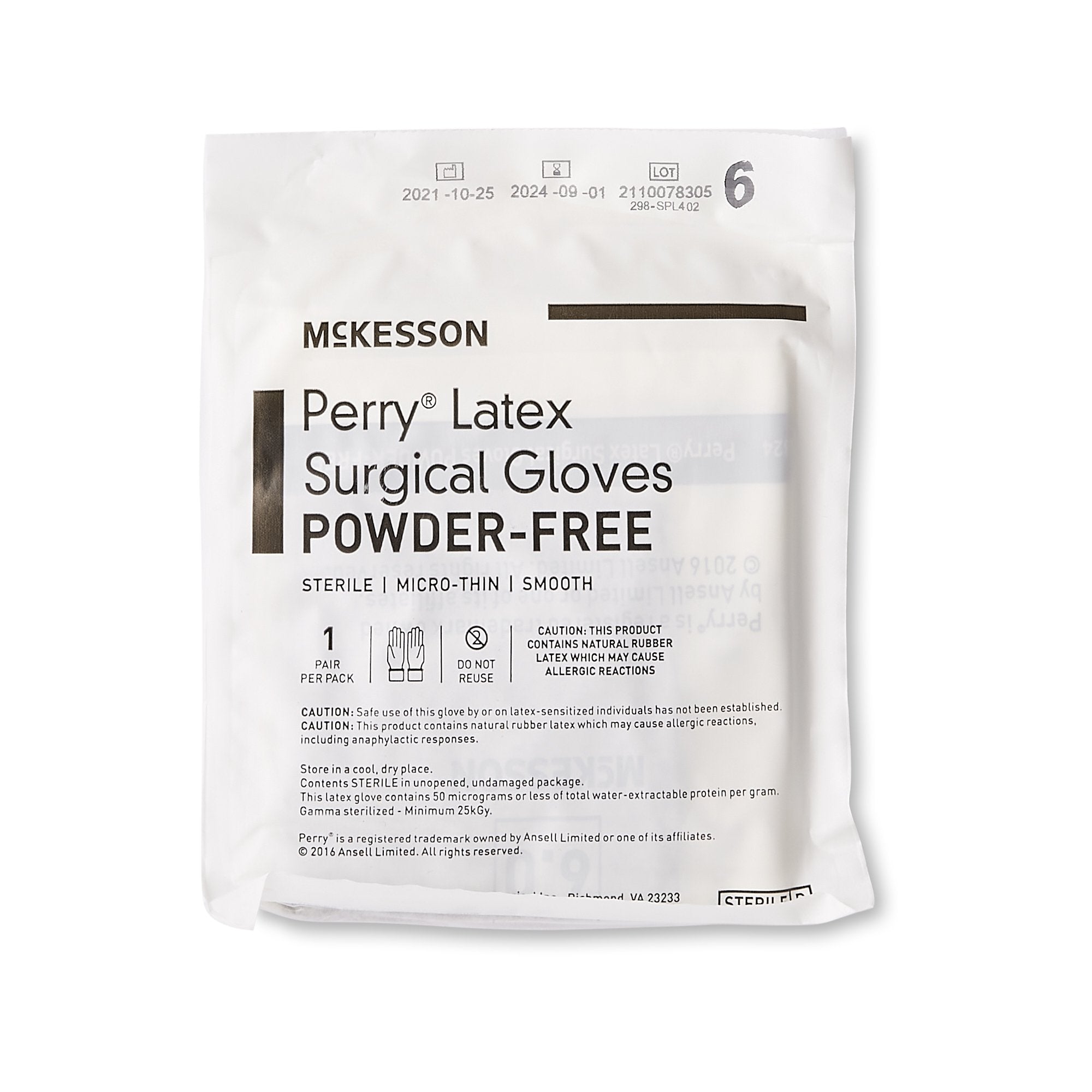 McKesson Perry® Latex Surgical Glove, Size 6, Brown 20-1360N