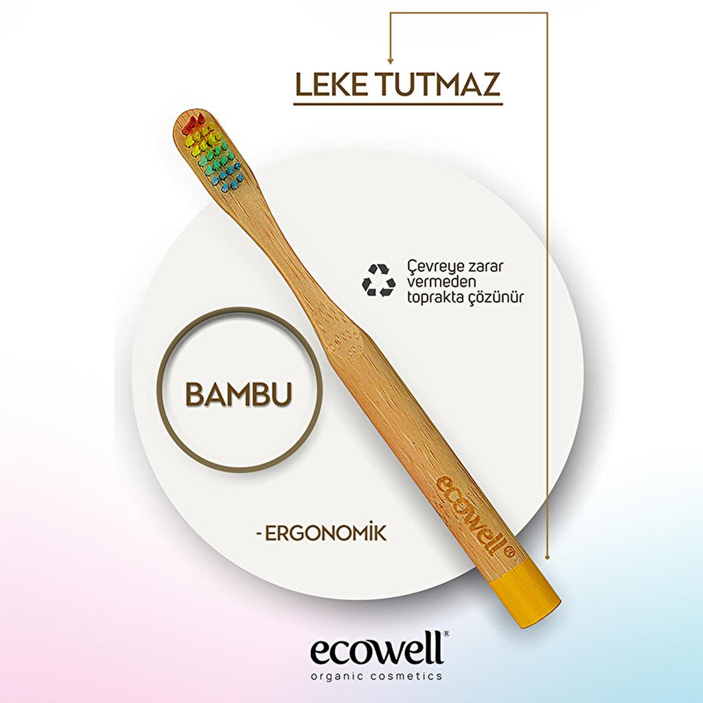 Ecowell Children's Toothbrush - Eco-Friendly Bamboo Handle, Soft Bristles, Vegan & Cruelty Free