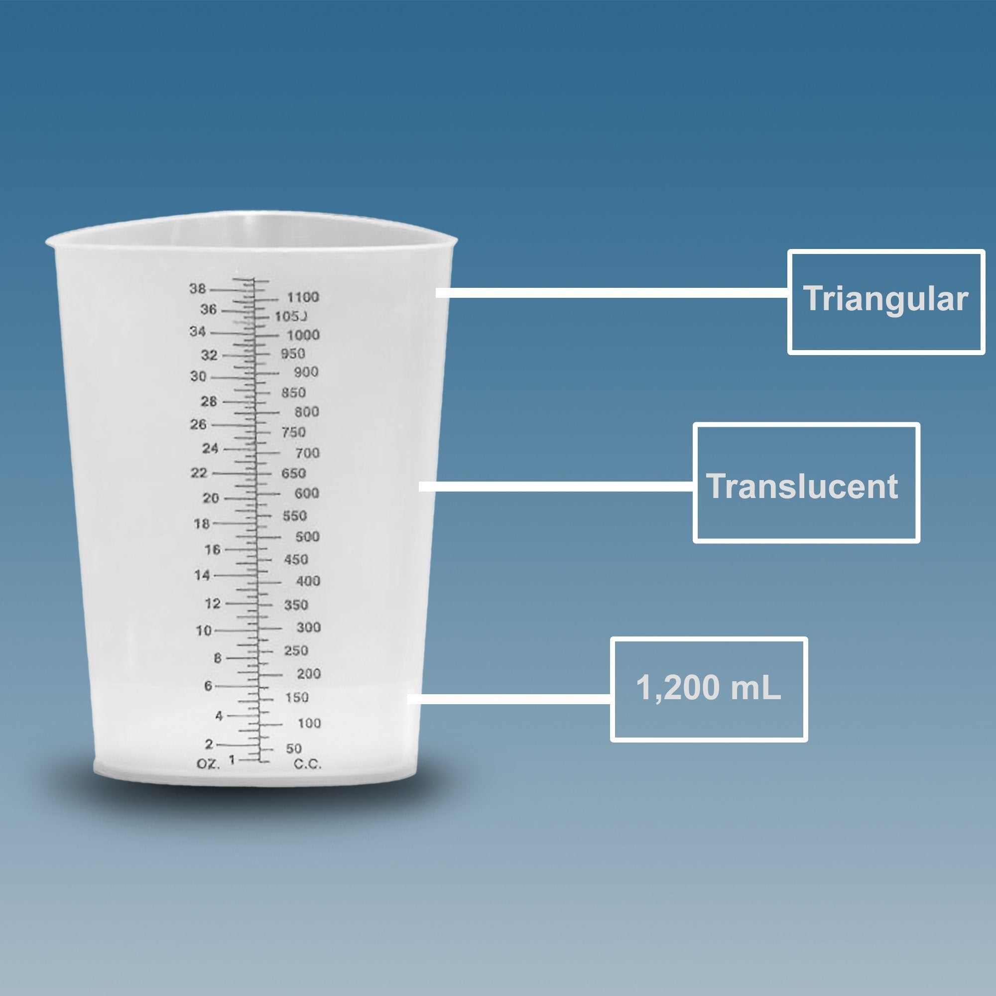 Plasti-Grad® Graduated Beaker, 1,200 mL 1150