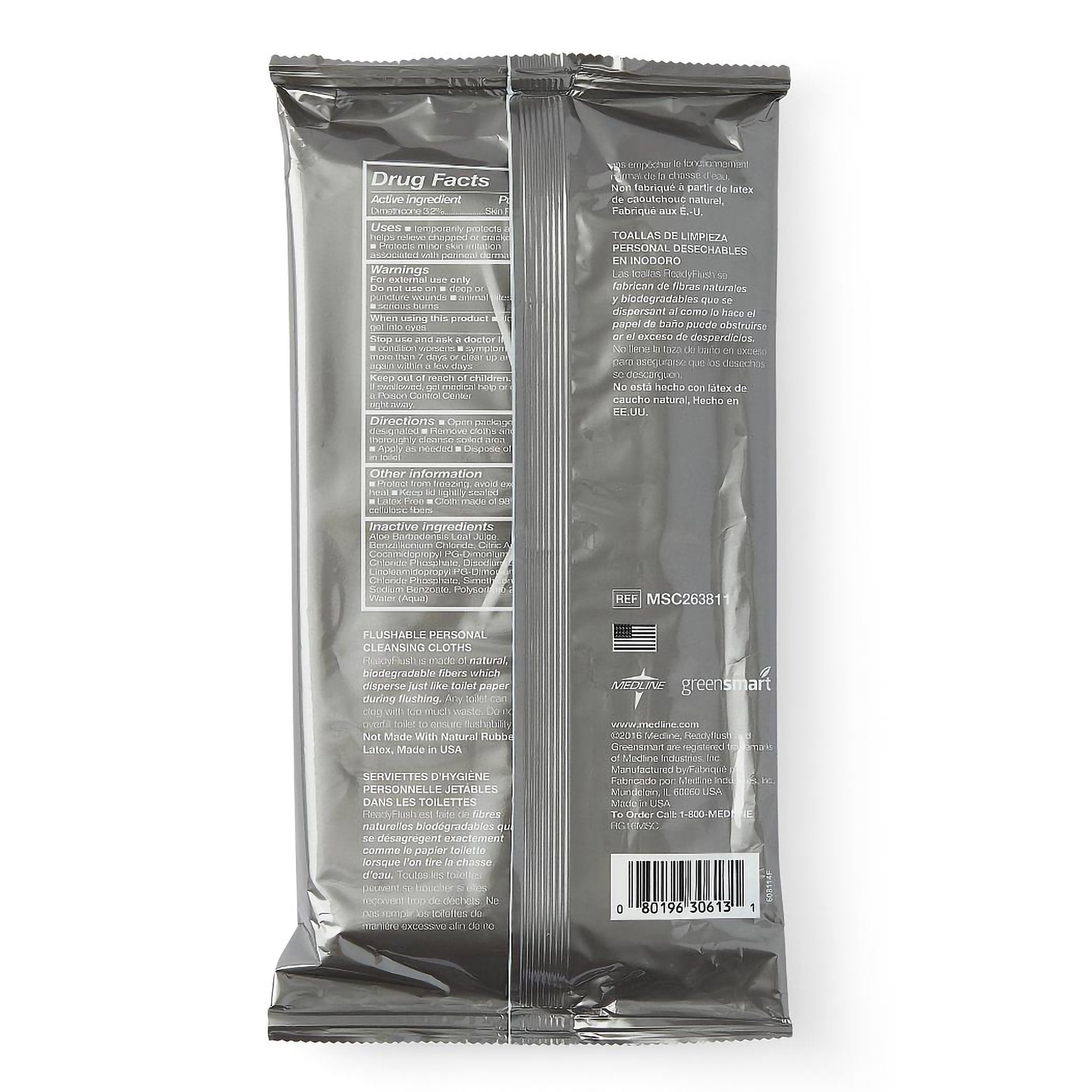 Flushable Incontinence Care Wipe ReadyFlush® Protect Soft Pack Unscented 24 Count MSC263811