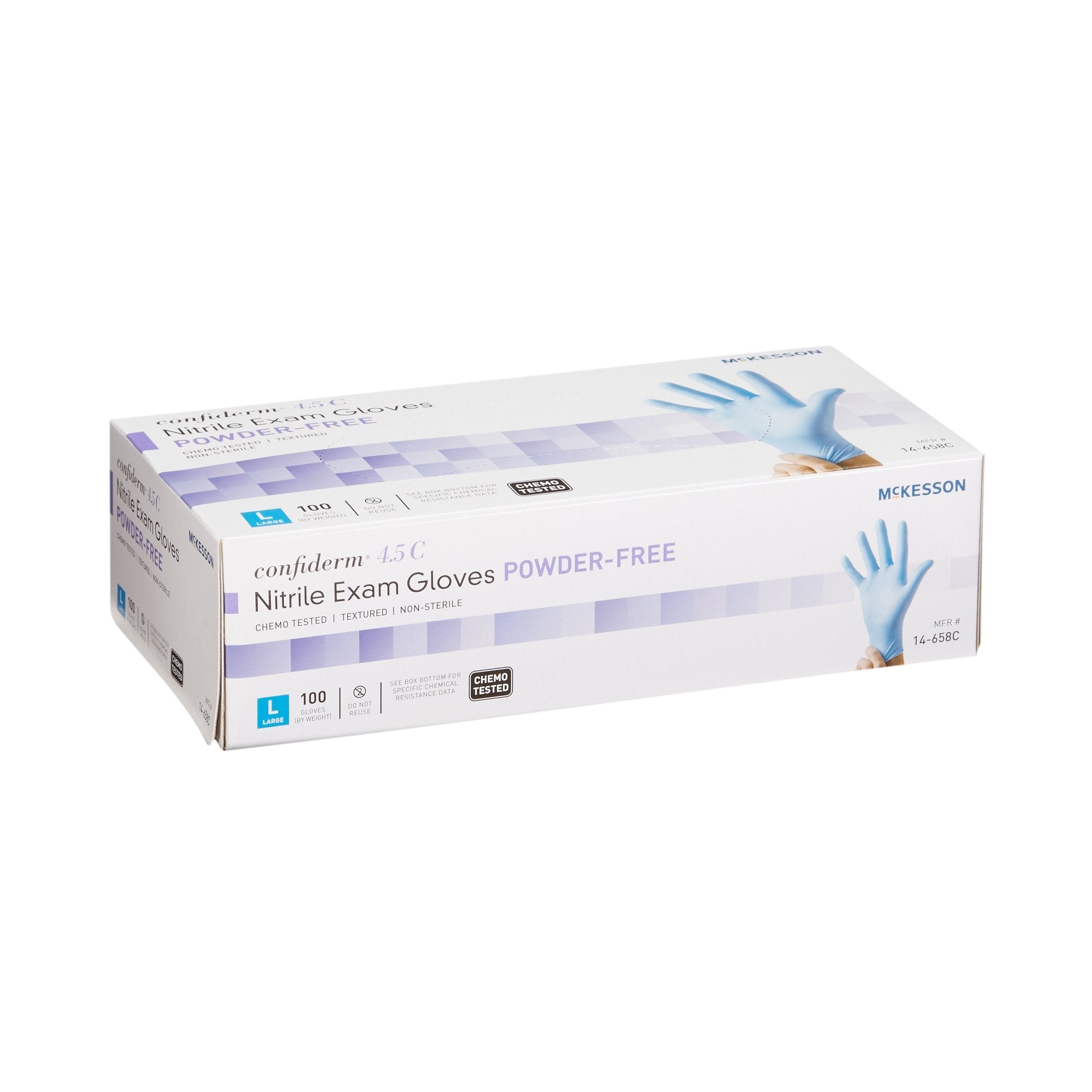 McKesson Confiderm® 4.5C Nitrile Exam Glove, Large, Blue 14-658C